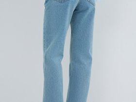 Прямые джинсы с высокой посадкой, Голубой