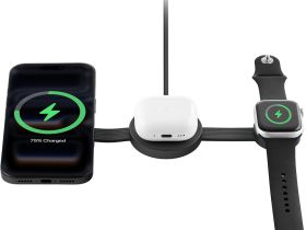 Беспроводное зарядное устройство Rocket Keep 3 в 1 c MagSafe Чёрное