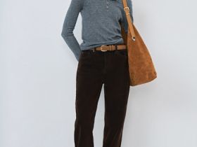 Джемпер с воротником на пуговицах, Серый