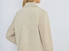 Короткая куртка из натуральной замши, Бежевый