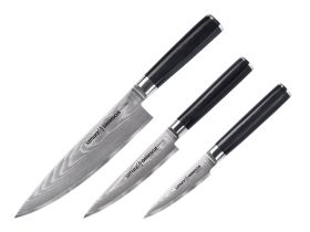 Набор из 3 кухонных ножей Samura DAMASCUS в подарочной коробке - "Поварская тройка", сталь VG-10/дамаск, рукоять G10, SD-0220