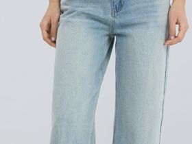 Широкие джинсы с высокой посадкой, Голубой