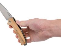 Нож складной LionSteel KUR UL Olive Wood Flipper, сталь Uddeholm Sleipner®, рукоять оливковое дерево