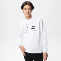 Мужской хлопковый свитшот Lacoste с круглым вырезом и принтом