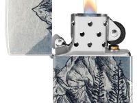 Зажигалка ZIPPO Mountain Sketch с покрытием 540 Tumbled Chrome, латунь/сталь, разноцветная, 38x13x57 мм