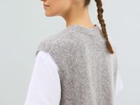 Укороченный вязаный жилет, Серый