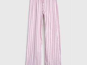 Брюки пижамные из хлопка в полоску, Розовый