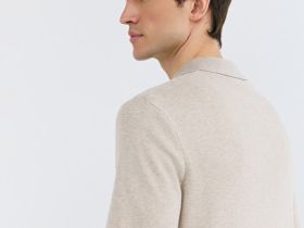 Вязаное поло с коротким рукавом, Бежевый