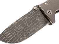 Нож складной LionSteel SR2DL G Mini, сталь клинка дамасская сталь Chad Nichols Damascus "Lizard" Pattern, рукоять титан по технологии Solid®, серый