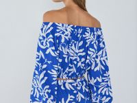 Укороченная блузка с принтом, Синий