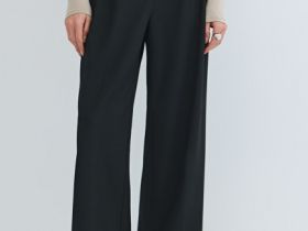 Широкие брюки со складками, Черный