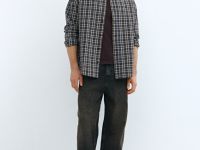 Рубашка из хлопка в клетку, Серый