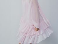 Платье мини с рюшами, Розовый