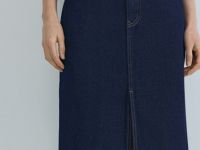 Джинсовая юбка миди, Синий