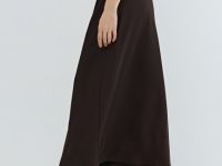 Сатиновая юбка А-силуэта, Коричневый