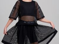 Комплект трикотажный для девочек: фуфайка (футболка), топ, шорты