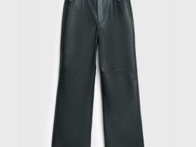 Прямые брюки из искусственной кожи, Черный