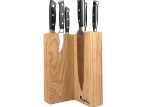 Подставка настольная магнитная для 6 ножей Woodinhome KS003SON, дуб