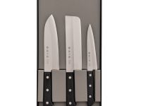Набор из 3-х кухонных ножей Tojiro Western Knife TBS-300, сталь VG-10, рукоять дерево, черный