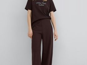 Футболка с принтом, Коричневый