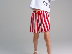 Комплект трикотажный для девочек: фуфайка (футболка), шорты