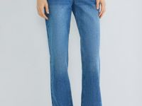 Прямые джинсы с высокой посадкой, Синий