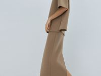 Юбка миди прямого кроя, Бежевый