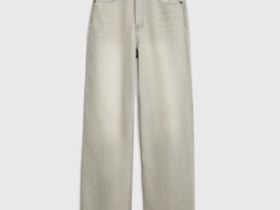 Прямые джинсы с высокой посадкой, Бежевый