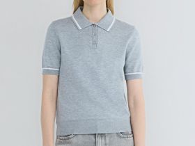 Базовый джемпер поло с коротким рукавом, Серый