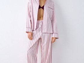 Рубашка пижамная в полоску, Розовый