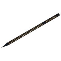 Карандаш чернографитный Faber-Castell "Sparkle Black" B, трехгранный, заточен., черный/золотой
