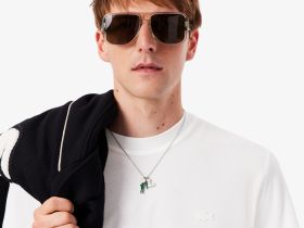 Мужская хлопковая футболка Lacoste классического кроя