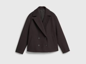 Короткое двубортное пальто, Коричневый