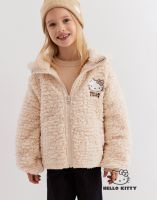 Бежевая куртка оверсайз на молнии с Hello Kitty и ушками для девочки Глория Джинс