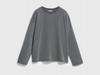 Лонгслив оверсайз с принтом, Серый