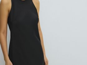 Платье макси из сатина, Черный