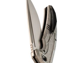 Складной нож TUOTOWN Espada, сталь Tmax, рукоять Grey Crystal Ti/Chaotic Gold CF