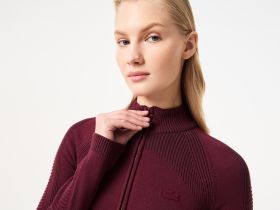 Женское облегающее длинное платье Lacoste на молнии с длинным рукавом