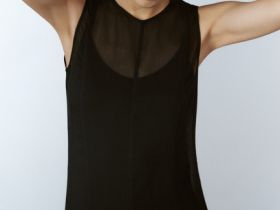 Шифоновое платье А-силуэта, Черный