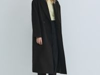 Длинное двубортное пальто из шерсти, Коричневый