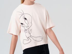 Комплект трикотажный для девочек: фуфайка (футболка), шорты