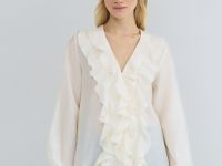 Блузка из лиоцелла с рюшами, Бежевый