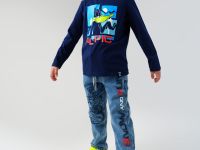 Брюки текстильные джинсовые утепленные флисом для мальчиков