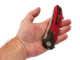 Складной нож Maxace Goliath Red, сталь Bohler K110, рукоять G10 красный/темный больстер