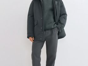 Утеплённая парка с капюшоном, Серый