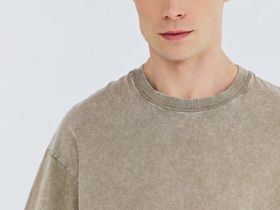 Базовая футболка с эффектом стирки, Бежевый