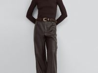 Лонгслив в рубчик, Коричневый