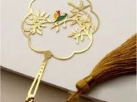 Закладка для книг с кисточкой "Пение птиц" (латунь, нейлон)
