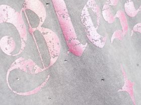 Лонгслив с принтом и стразами для девочек, Серый