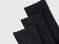 Высокие носки в рубчик, 3 пары, Черный